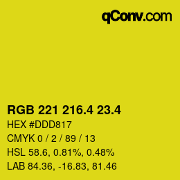 カラーコード: RGB 221 216.4 23.4 | qconv.com