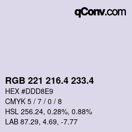 カラーコード: RGB 221 216.4 233.4 | qconv.com