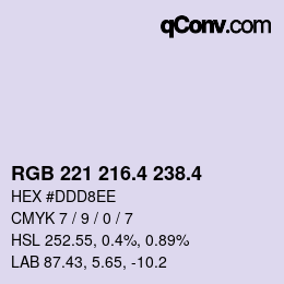 カラーコード: RGB 221 216.4 238.4 | qconv.com