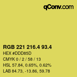 カラーコード: RGB 221 216.4 93.4 | qconv.com