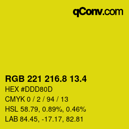 カラーコード: RGB 221 216.8 13.4 | qconv.com