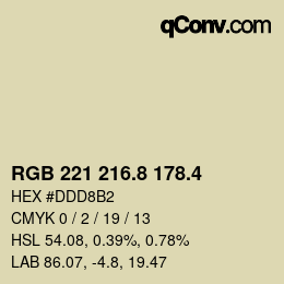 カラーコード: RGB 221 216.8 178.4 | qconv.com
