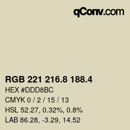 カラーコード: RGB 221 216.8 188.4 | qconv.com
