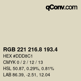 カラーコード: RGB 221 216.8 193.4 | qconv.com