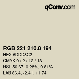 カラーコード: RGB 221 216.8 194 | qconv.com