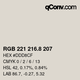 Color code: RGB 221 216.8 207 | qconv.com