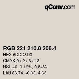 カラーコード: RGB 221 216.8 208.4 | qconv.com