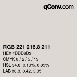 Color code: RGB 221 216.8 211 | qconv.com