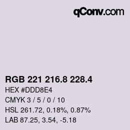 カラーコード: RGB 221 216.8 228.4 | qconv.com