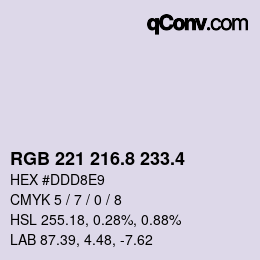 カラーコード: RGB 221 216.8 233.4 | qconv.com