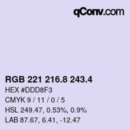 カラーコード: RGB 221 216.8 243.4 | qconv.com