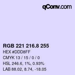 カラーコード: RGB 221 216.8 255 | qconv.com