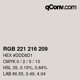颜色代码: RGBA 221 216 209 1 | qconv.com