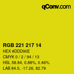 Color code: RGB 221 217 14 | qconv.com