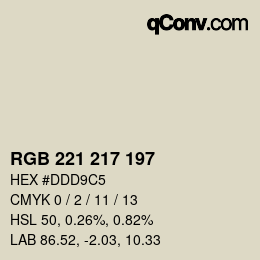 Color code: RGB 221 217 197 | qconv.com