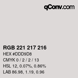 Color code: RGB 221 217 216 | qconv.com