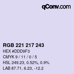 Color code: RGB 221 217 243 | qconv.com