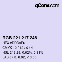 Color code: RGB 221 217 246 | qconv.com