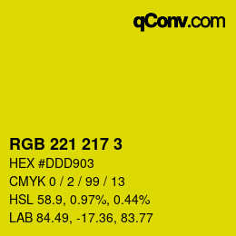 Color code: RGB 221 217 3 | qconv.com