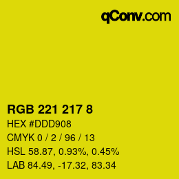 Color code: RGB 221 217 8 | qconv.com