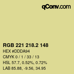 カラーコード: RGB 221 218.2 148 | qconv.com