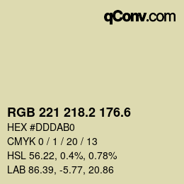 カラーコード: RGB 221 218.2 176.6 | qconv.com