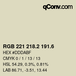 カラーコード: RGB 221 218.2 191.6 | qconv.com