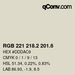 カラーコード: RGB 221 218.2 201.6 | qconv.com