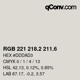 カラーコード: RGB 221 218.2 211.6 | qconv.com