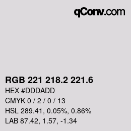カラーコード: RGB 221 218.2 221.6 | qconv.com