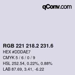 カラーコード: RGB 221 218.2 231.6 | qconv.com
