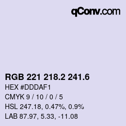 カラーコード: RGB 221 218.2 241.6 | qconv.com
