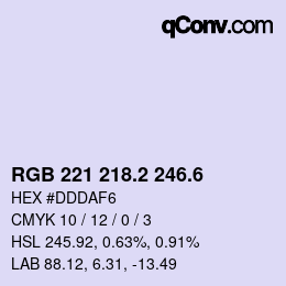 カラーコード: RGB 221 218.2 246.6 | qconv.com