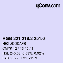 カラーコード: RGB 221 218.2 251.6 | qconv.com
