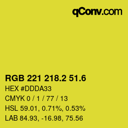 カラーコード: RGB 221 218.2 51.6 | qconv.com