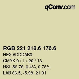カラーコード: RGB 221 218.6 176.6 | qconv.com