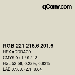 カラーコード: RGB 221 218.6 201.6 | qconv.com