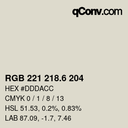 カラーコード: RGB 221 218.6 204 | qconv.com