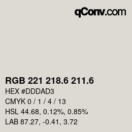 カラーコード: RGB 221 218.6 211.6 | qconv.com