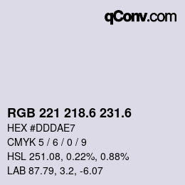 カラーコード: RGB 221 218.6 231.6 | qconv.com