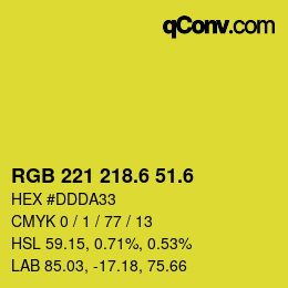 カラーコード: RGB 221 218.6 51.6 | qconv.com