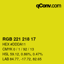 Color code: RGB 221 218 17 | qconv.com