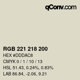 Color code: RGB 221 218 200 | qconv.com