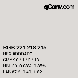 Color code: RGB 221 218 215 | qconv.com