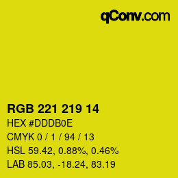 Color code: RGB 221 219 14 | qconv.com