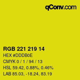 Color code: RGB 221 219 14 | qconv.com