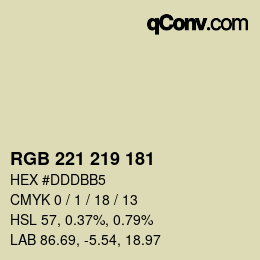 Color code: RGB 221 219 181 | qconv.com