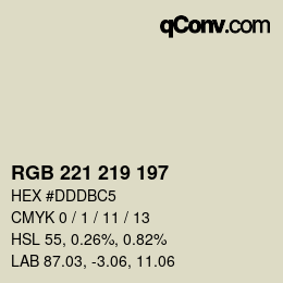 カラーコード: RGB 221 219 197 | qconv.com