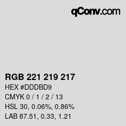 Color code: RGB 221 219 217 | qconv.com