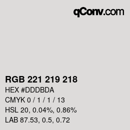 Color code: RGB 221 219 218 | qconv.com